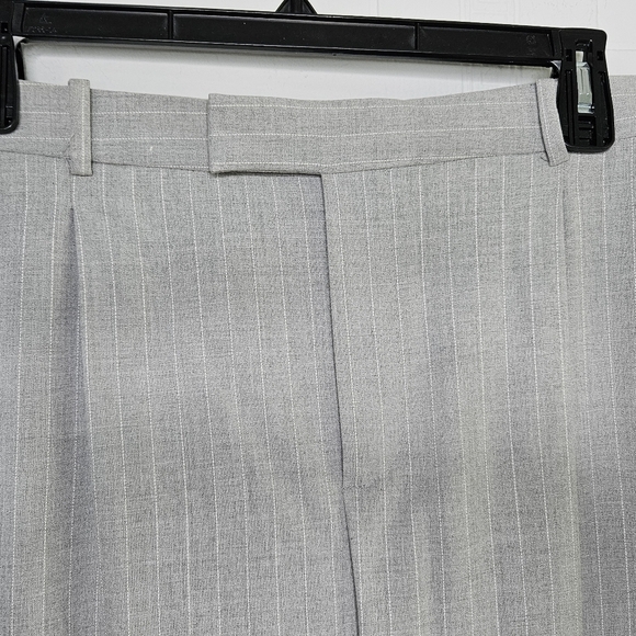 Mango MNG Gray White Pinstripe High Rise Wide Leg Pleated Trouser Womens Plus 18 - Picture 4 of 14